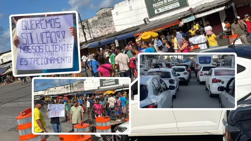 “SEM ESTACIONAMENTO”: Feirantes fecham Avenida Oscar Pontes contra obra do VLT