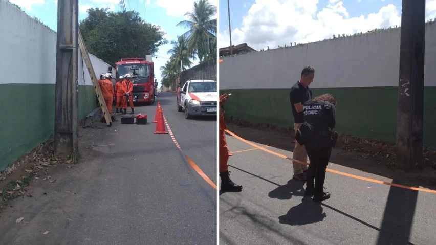 Homem é retirado de poste após ser encontrado morto em Cassange, em Salvador
