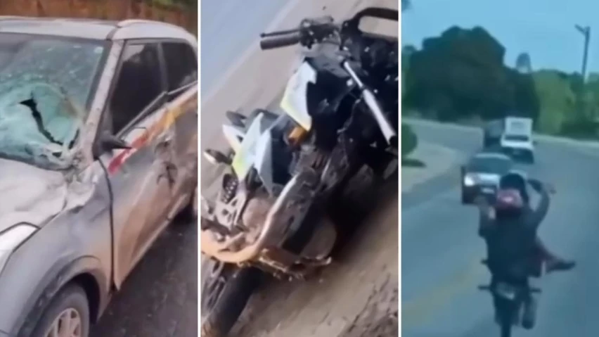 GRAU TERMINA EM ACIDENTE! Motociclista fica gravemente ferido após bater em carro na BA-001