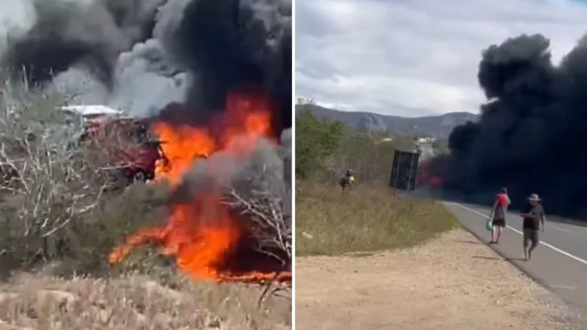 FATALIDADE NA BR-116! Batida entre carretas deixa dois mortos e veículos em chamas