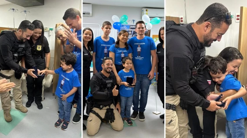 EMOCIONANTE! Menino de 5 anos que chamava a polícia durante quimioterapia recebe homenagem na Bahia
