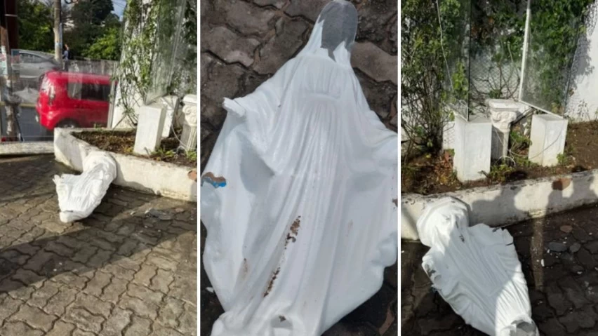 VANDALISMO NA IGREJA! Imagem de Nossa Senhora das Graças é destruída em Matatu de Brotas