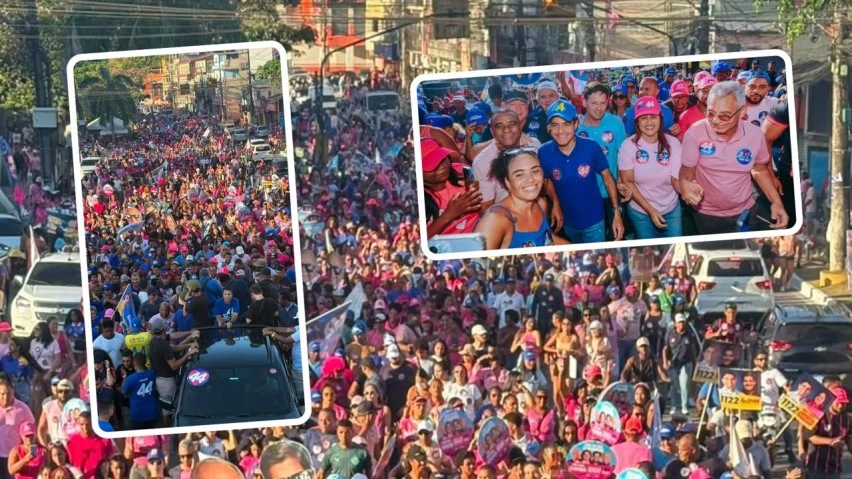 ONDA ROSA! Kátia Oliveira e ACM Neto reúnem apoiadores em caminhada por Simões Filho