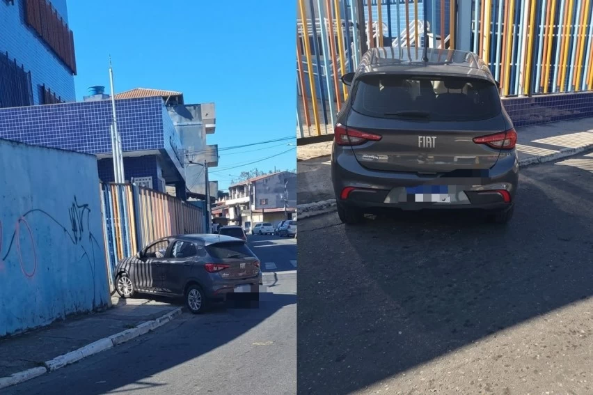 PERSEGUIÇÃO? Carro suspeito de roubo bate em portão de escola e é abandonado em Salvador