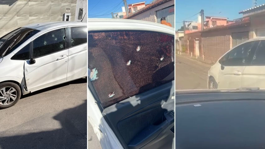 TIROS NO JARDIM LIMOEIRO! Homem é baleado e carro crivado de disparos é encontrado em Camaçari