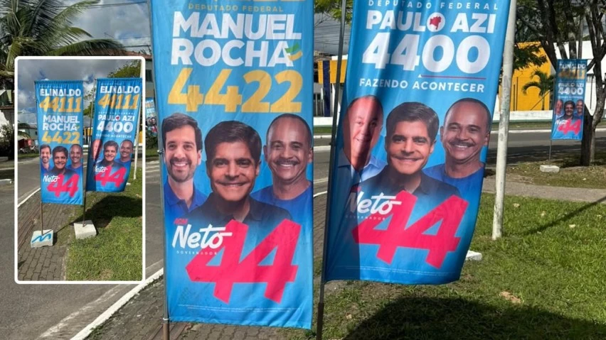 FURTO NA CAMPANHA! Materiais de Elinaldo, Paulo Azi e Manuel Rocha são retirados de via em Camaçari