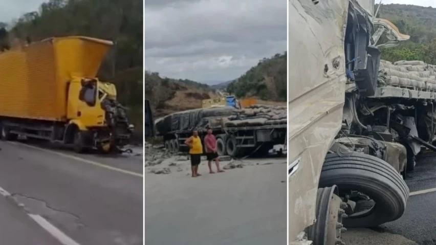 TRAGÉDIA NA BR-116! Engavetamento com quatro carretas mata motorista na BahiaTRAGÉDIA NA BR-116! Engavetamento com quatro carretas mata motorista na Bahia