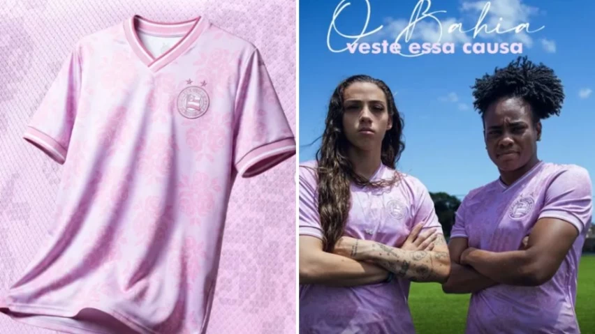 OUTUBRO ROSA: BAHIA LANÇA CAMISA ESPECIAL EM APOIO À CAMPANHA; VEJA DETALHES