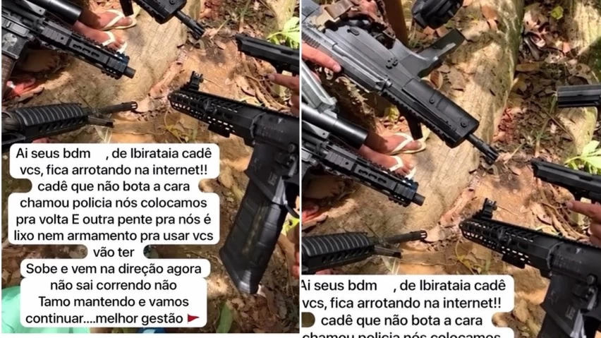INTEGRANTES DO CV OSTENTAM ARMAS E DESAFIAM RIVAIS EM IBIRATAIA, NO SUL DA BAHIA