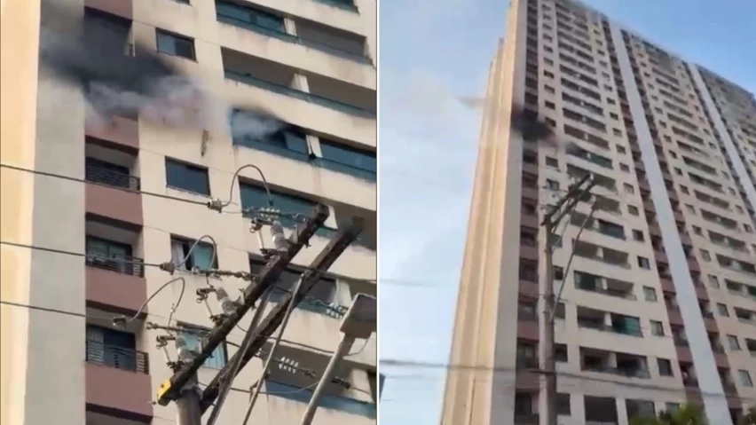 PM ARROMBA PORTA DE APARTAMENTO E AJUDA A RETIRAR CADEIRANTE DO 16º ANDAR APÓS INCÊNDIO EM BROTAS
